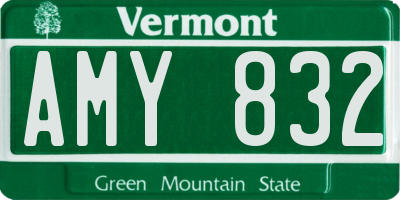 VT license plate AMY832