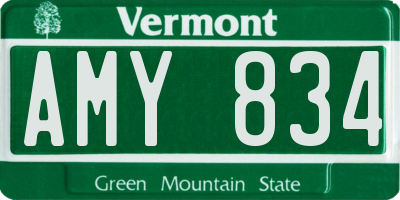 VT license plate AMY834