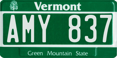 VT license plate AMY837
