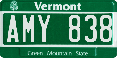 VT license plate AMY838