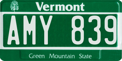 VT license plate AMY839