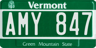 VT license plate AMY847