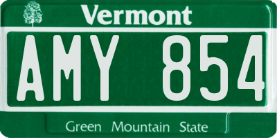 VT license plate AMY854