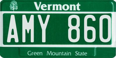 VT license plate AMY860