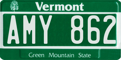 VT license plate AMY862