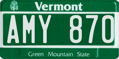 VT license plate AMY870