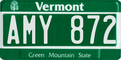 VT license plate AMY872
