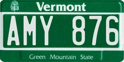 VT license plate AMY876