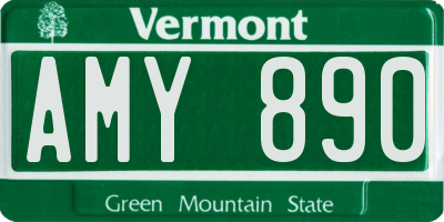 VT license plate AMY890