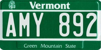 VT license plate AMY892