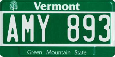 VT license plate AMY893