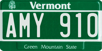 VT license plate AMY910