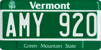 VT license plate AMY920