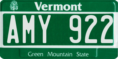 VT license plate AMY922