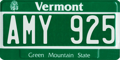 VT license plate AMY925