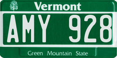 VT license plate AMY928