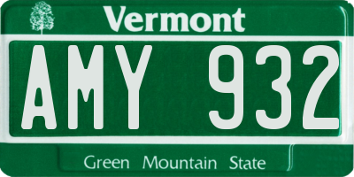 VT license plate AMY932