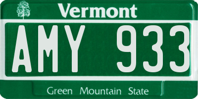 VT license plate AMY933