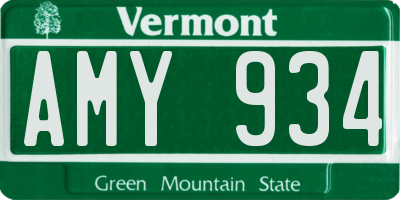 VT license plate AMY934