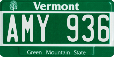 VT license plate AMY936