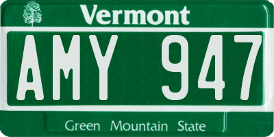 VT license plate AMY947