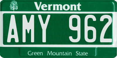 VT license plate AMY962