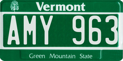 VT license plate AMY963