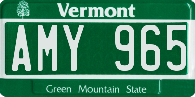 VT license plate AMY965