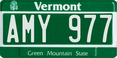 VT license plate AMY977
