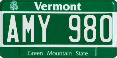 VT license plate AMY980