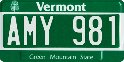 VT license plate AMY981