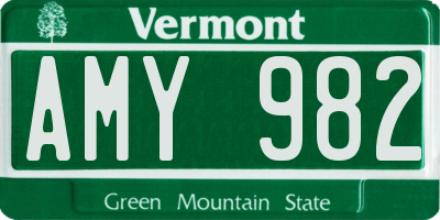 VT license plate AMY982