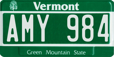 VT license plate AMY984