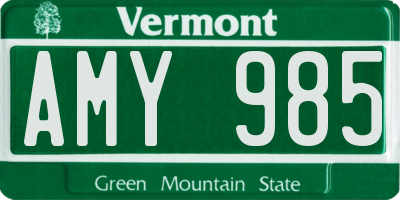 VT license plate AMY985