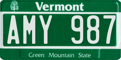 VT license plate AMY987