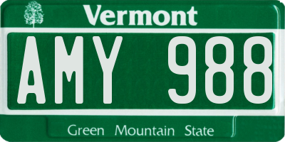 VT license plate AMY988