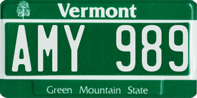 VT license plate AMY989