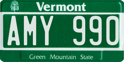 VT license plate AMY990