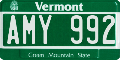 VT license plate AMY992