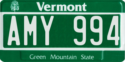 VT license plate AMY994