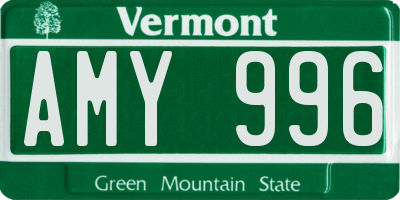 VT license plate AMY996