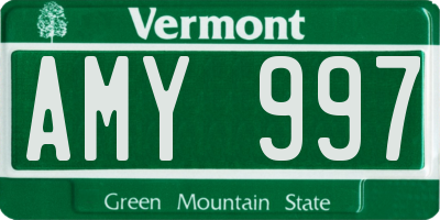 VT license plate AMY997