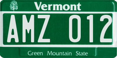 VT license plate AMZ012