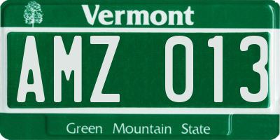 VT license plate AMZ013