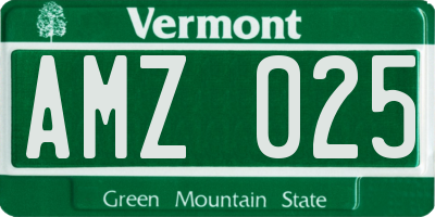 VT license plate AMZ025