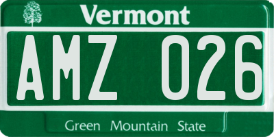 VT license plate AMZ026