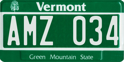 VT license plate AMZ034