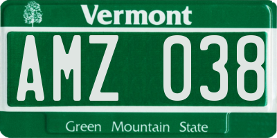 VT license plate AMZ038