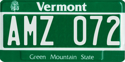 VT license plate AMZ072
