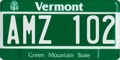 VT license plate AMZ102